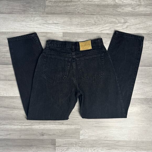 29.5 X 33 Vintage Lee 80s 90s Black Union Made USA Jeans Denim Tapered High Rise - Picture 1 of 8